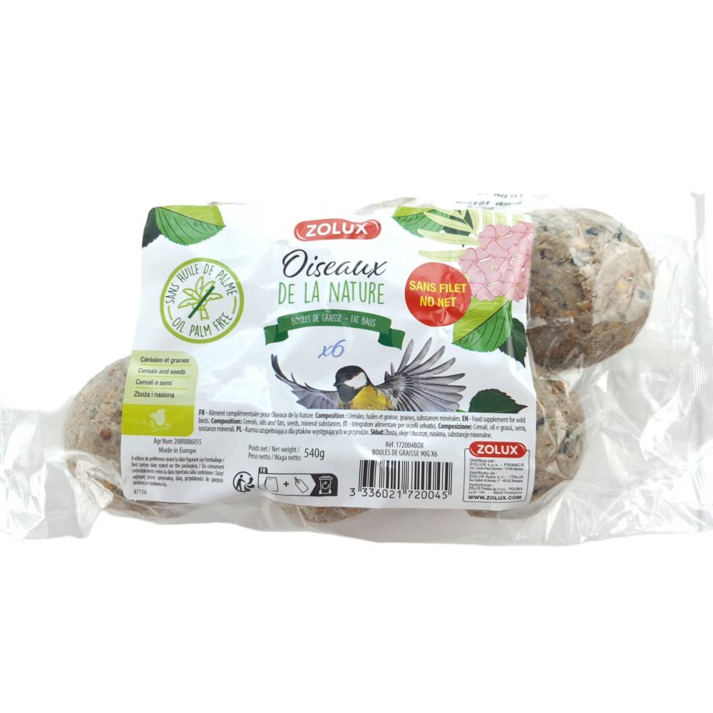 Zolux - 6 Boules de graisse de 90 gr toutes saisons pour oiseaux - Image 2