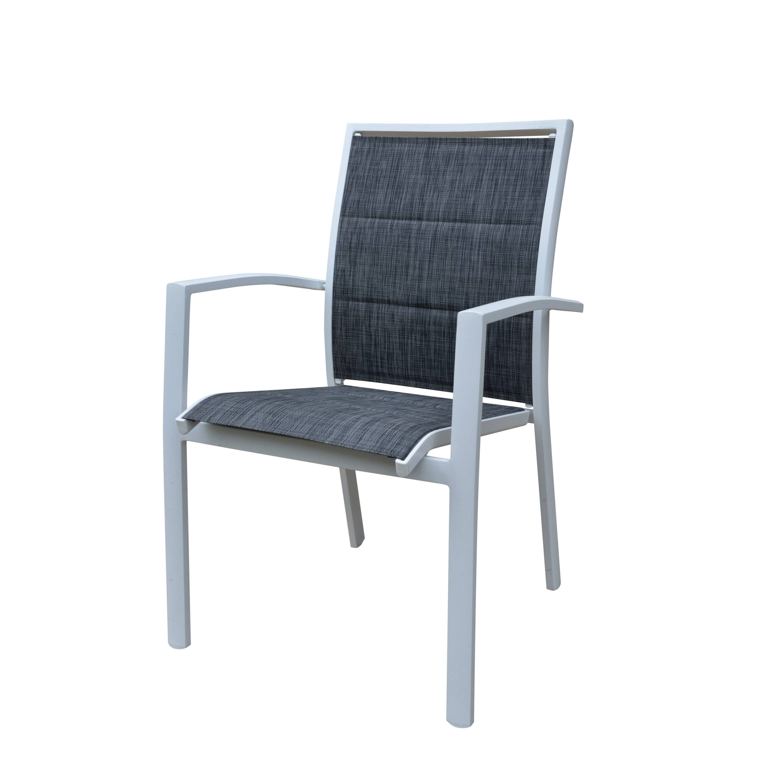 Wilsa Garden - Ensemble MODULO 8/12p en aluminium blanc et verre trempé gris perle avec 12 fauteuils en textilène - Imagen 5
