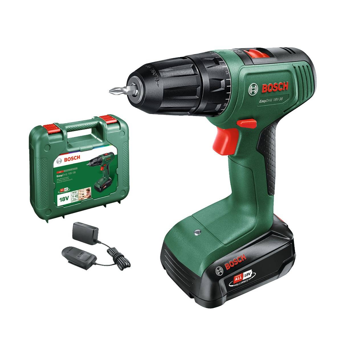 Bosch - Perceuse-visseuse sans fil 18V-40 - BOSCH VERT - avec une batterie 18V 2Ah - chargeur - coffret - 06039D8003 - Imagen 1
