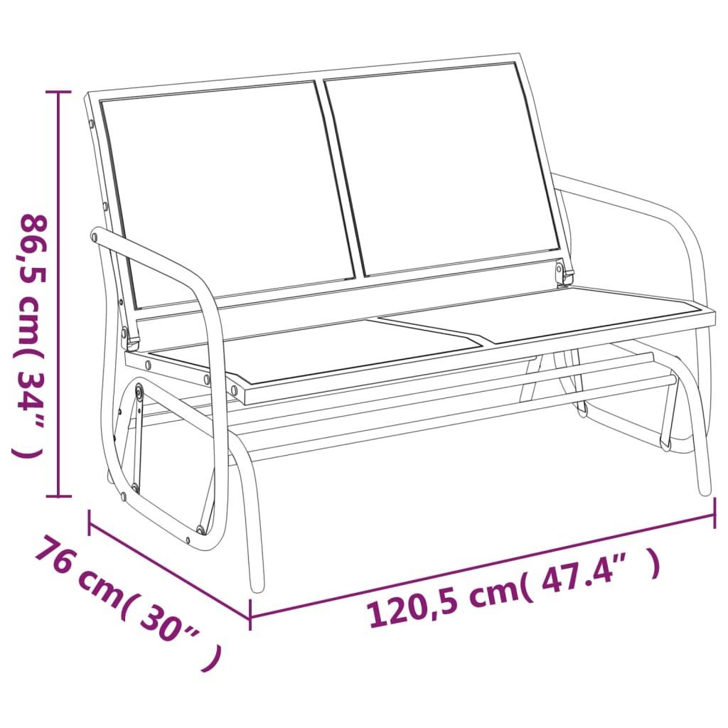 Vidaxl - Banc oscillant de jardin noir 120,5x76x86,5 cm textilène/acier vidaXL 362708 - Image 3