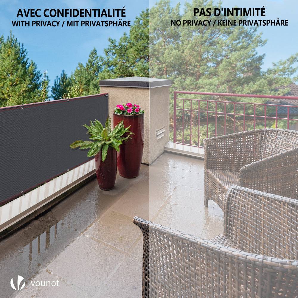 Brise vue occultant en HDPE 230g/m² 1x10m avec attaches de fixation anthracite - Image 7