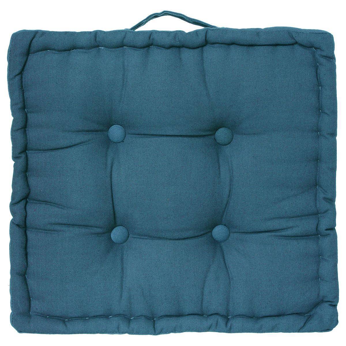 Atmosphera - Coussin de sol "Anjali" bleu canard 40x40cm - Atmosphera Créateur d'intérieur - Image 2
