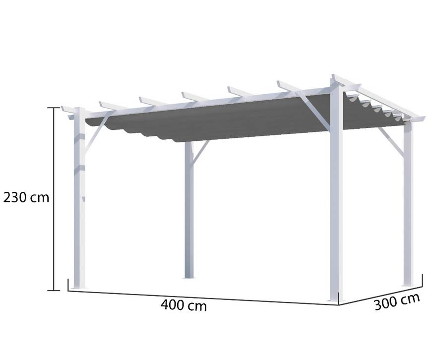 Habrita - Pergola 100% aluminium couleur grise 12 m2 - structure blanch perle Habrita - Image 5