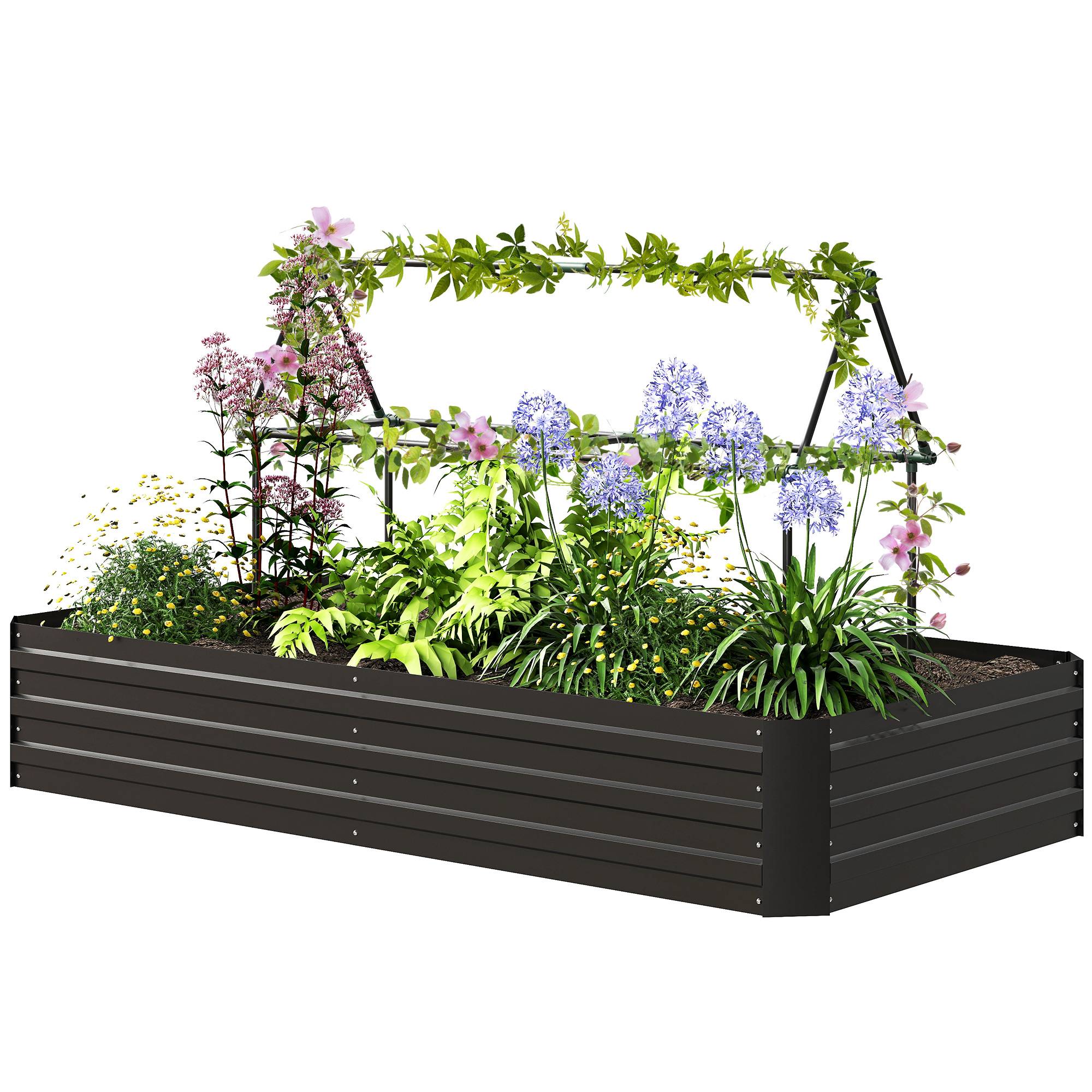 PANGIVO - Carré potager acier galvanisé anthracite 180 x 90 x 188 cm - PANGIVO - Image 2