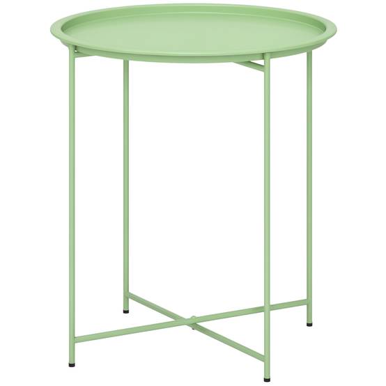 Table d'appoint ronde acier balcon pieds pliables plateau plateau amovible vert - ComfortXL Outdoor Living - Image 1