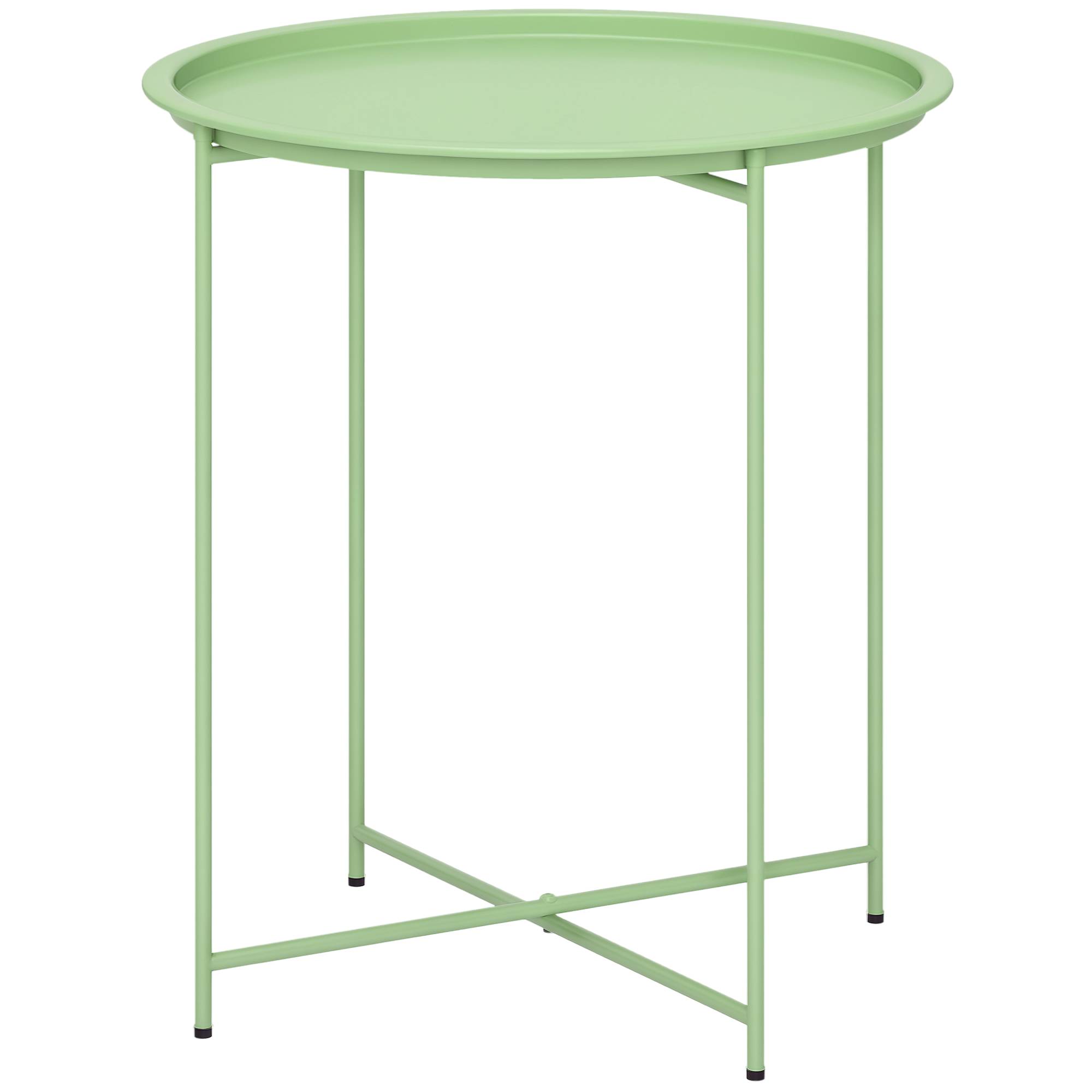 Table d'appoint ronde acier balcon pieds pliables plateau plateau amovible vert - ComfortXL Outdoor Living - Image 1
