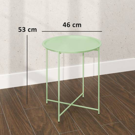 Table d'appoint ronde acier balcon pieds pliables plateau plateau amovible vert - ComfortXL Outdoor Living - Image 5