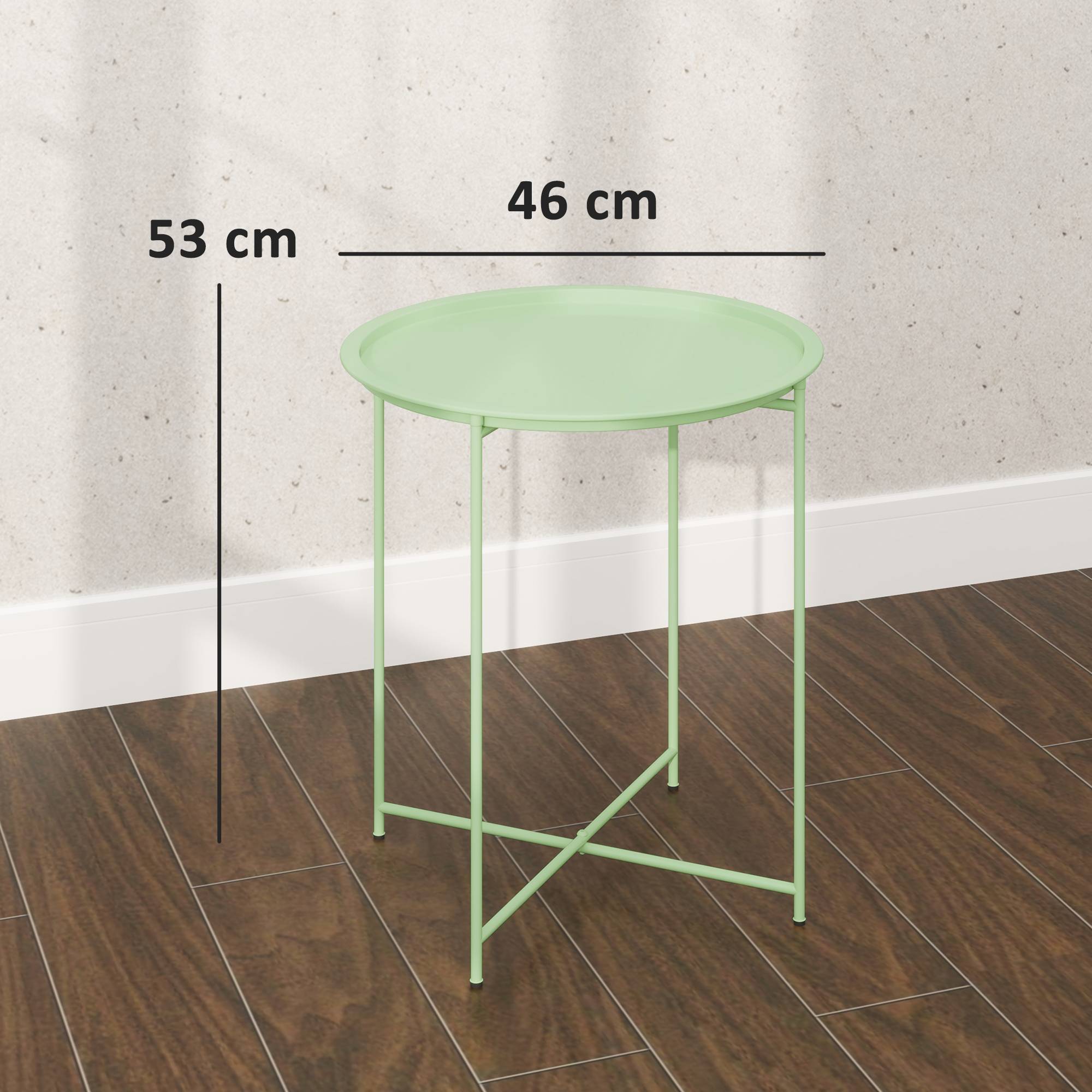 Table d'appoint ronde acier balcon pieds pliables plateau plateau amovible vert - ComfortXL Outdoor Living - Image 5