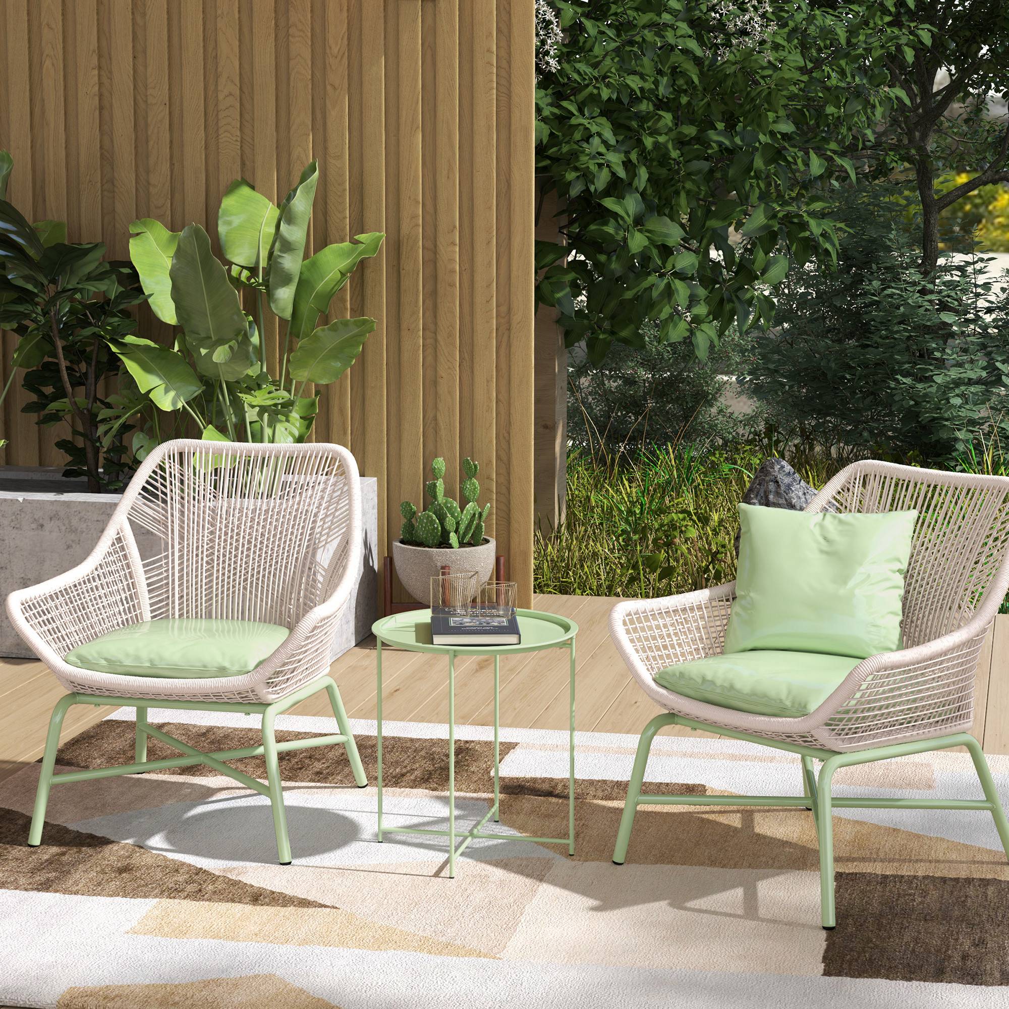 Table d'appoint ronde acier balcon pieds pliables plateau plateau amovible vert - ComfortXL Outdoor Living - Image 3