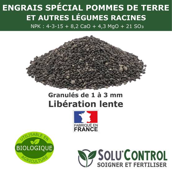 Tout pour les nuisibles - SOLU’CONTROL - 1,5 kg d'engrais spécial pommes de terre et légumes racines 4-3-15 - enrichi en potasse - croissance, grossissement - UAB - Image 4
