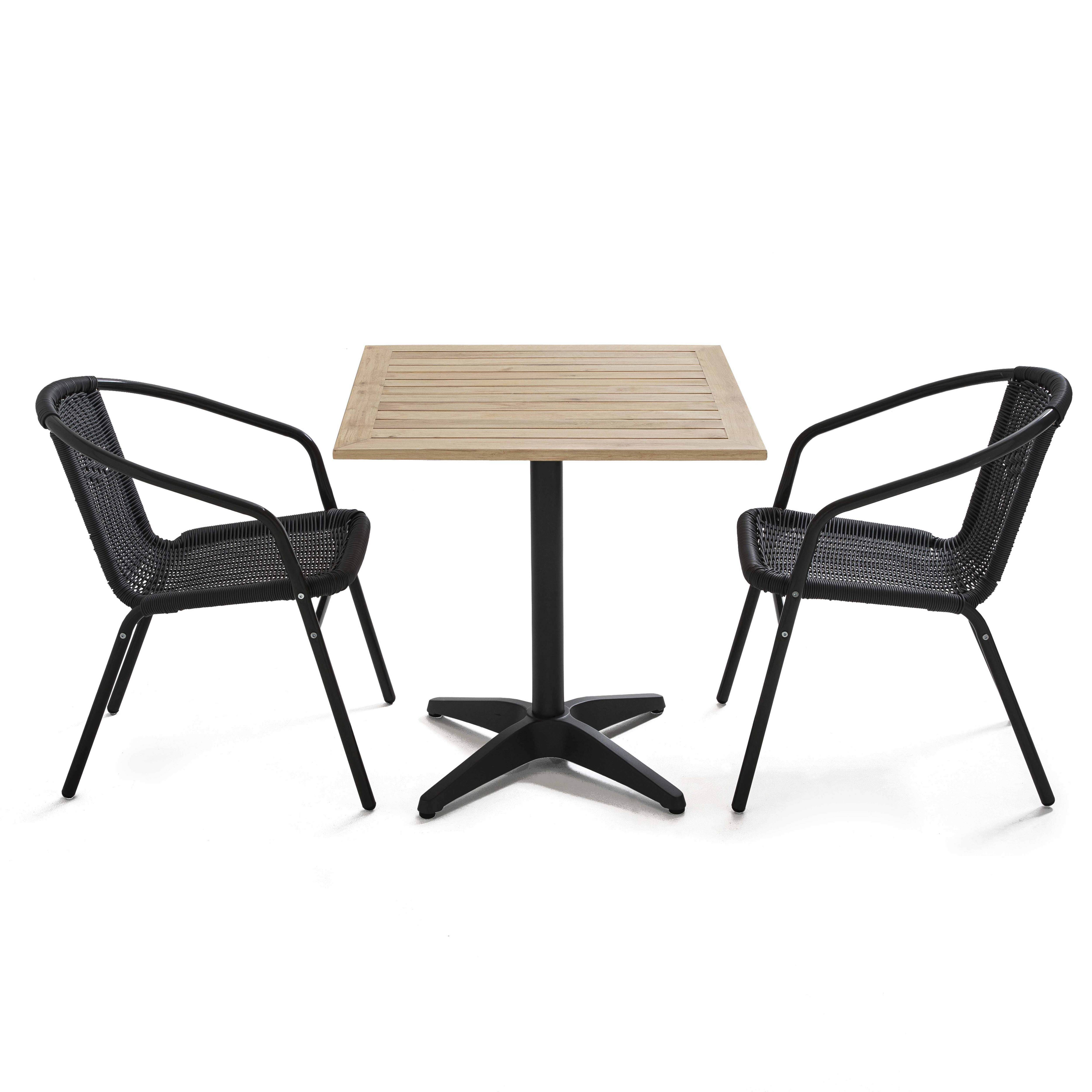 Oviala - Table de jardin carré plateau bois et 2 chaises en résine Times square - Oviala - Imagen 1