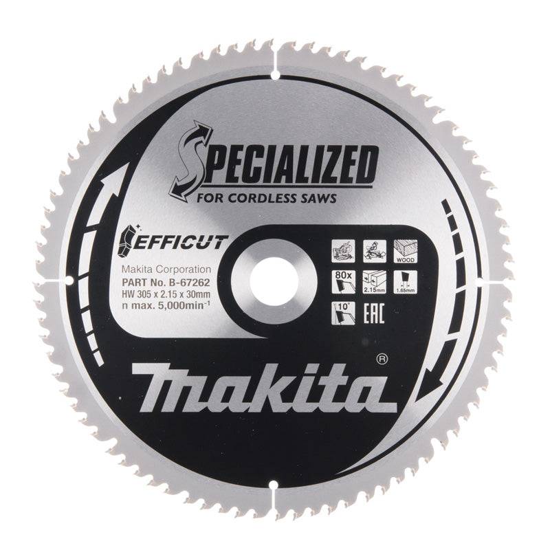 Makita - Lame carbure EFFICUT bois pour scies radiales à batterie MAKITA E-08894 216x30mm, 80 dents Makita - Imagen 5