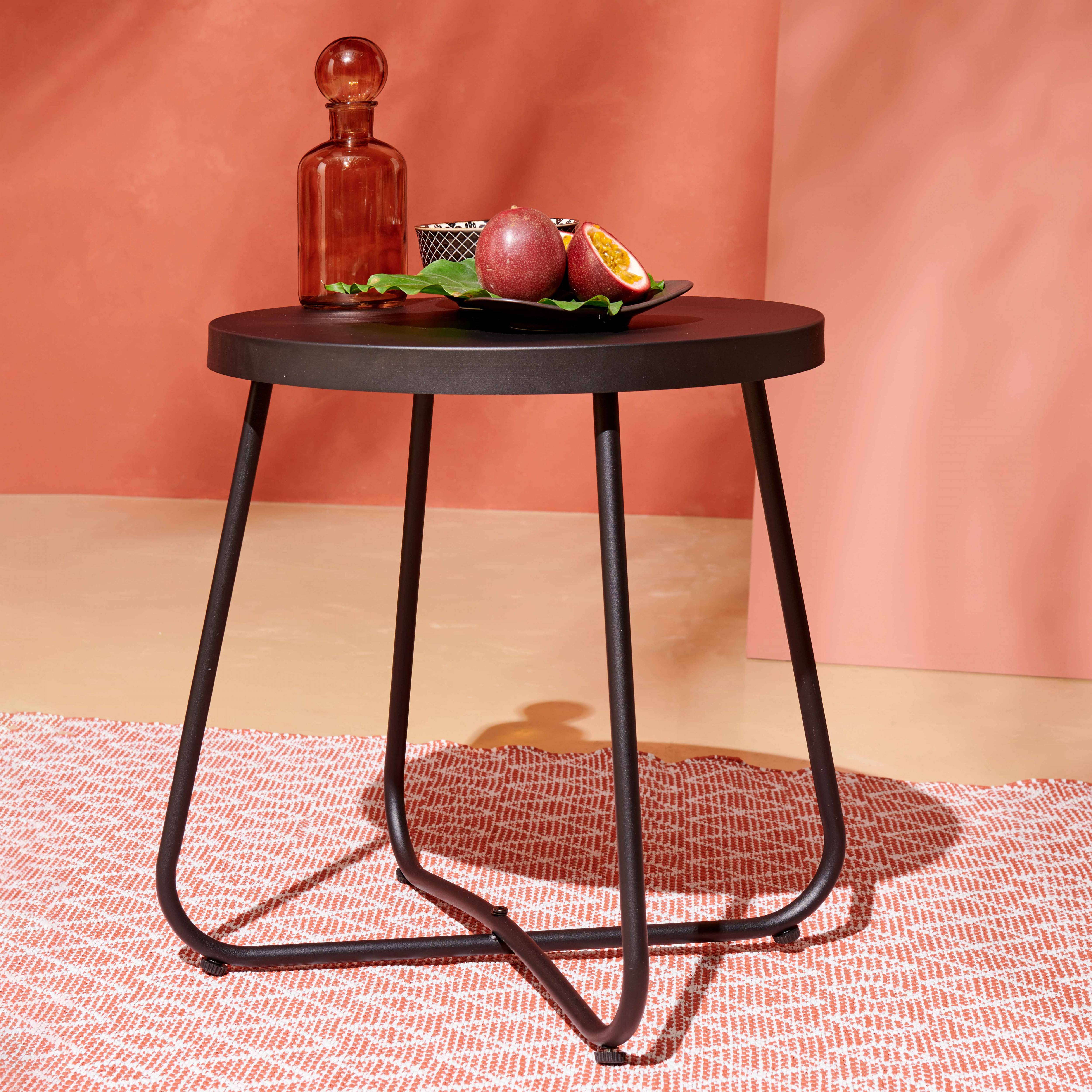 Oviala - Table basse de jardin ronde en acier noir Lagoon - Oviala - Imagen 5