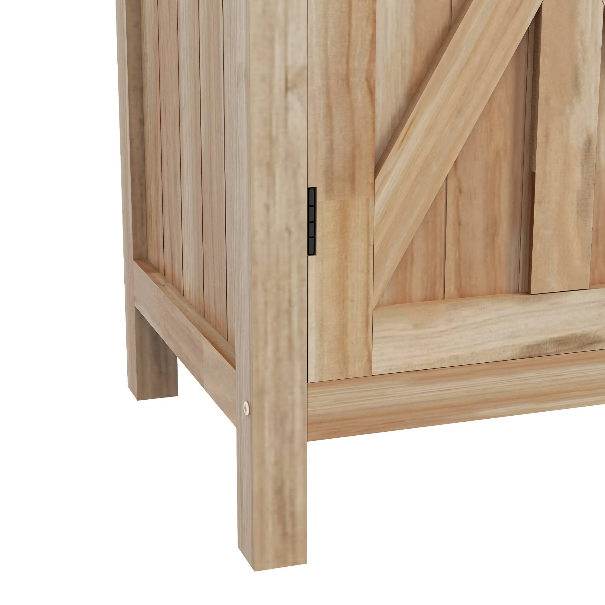 Table de rempotage armoire de rangement avec 2 étagères, plateau galvanisé patins antidérapants en bois sapin - Image 10