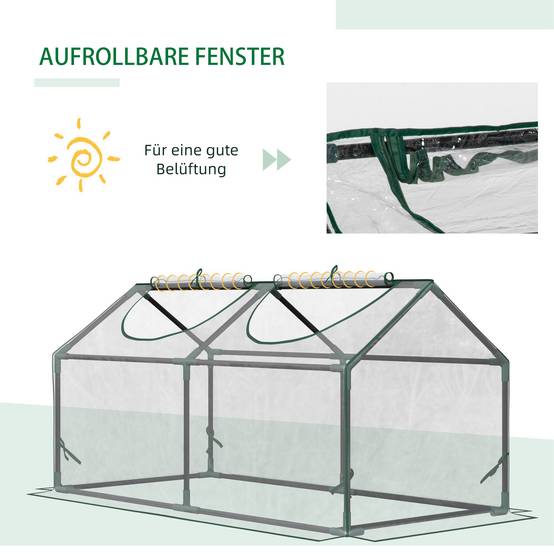 Sans Marque - Serre avec fenêtre PE, film acier, balcon, jardin, 120x60x60cm, légumes, transparent - Image 7