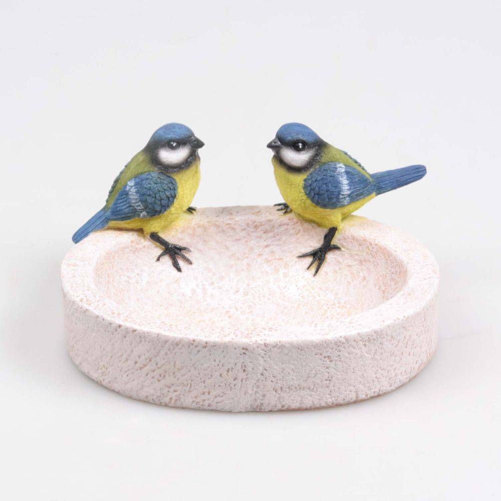 Farmwood Animals - Bain oiseau en résine avec oiseaux 20 x 15 x 10.5 cm Mésange charbonnière - Imagen 3