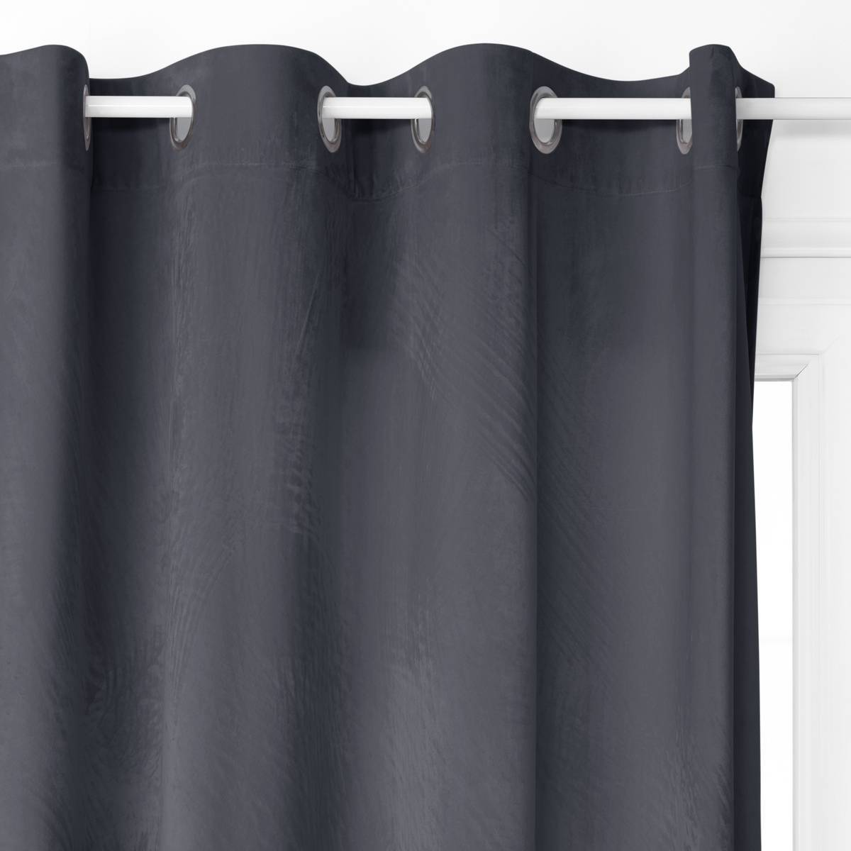 Atmosphera - Rideau occultant "Dolce" velours gris ardoise 140x260cm - Atmosphera Créateur d'intérieur - Imagen 2