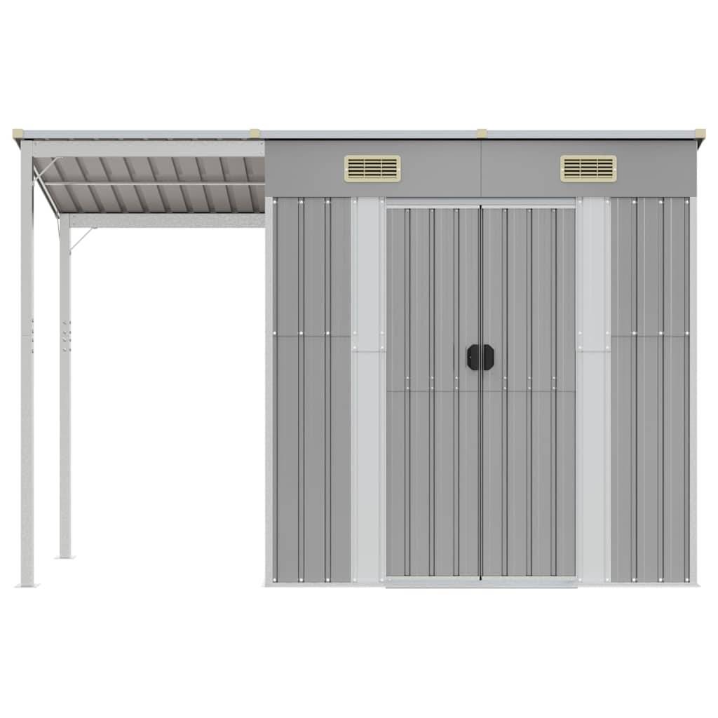 Vidaxl - Abri de jardin avec toit allongé gris clair 277x107x181 cm 3.1m² vidaXL 364525 - Image 4