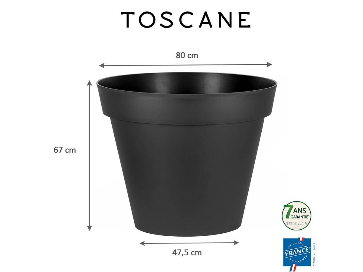 Eda - Lot de 2 Pots de fleur rond Toscane Ø 80 x H.66 cm Anthracite - Eda - Imagen 2