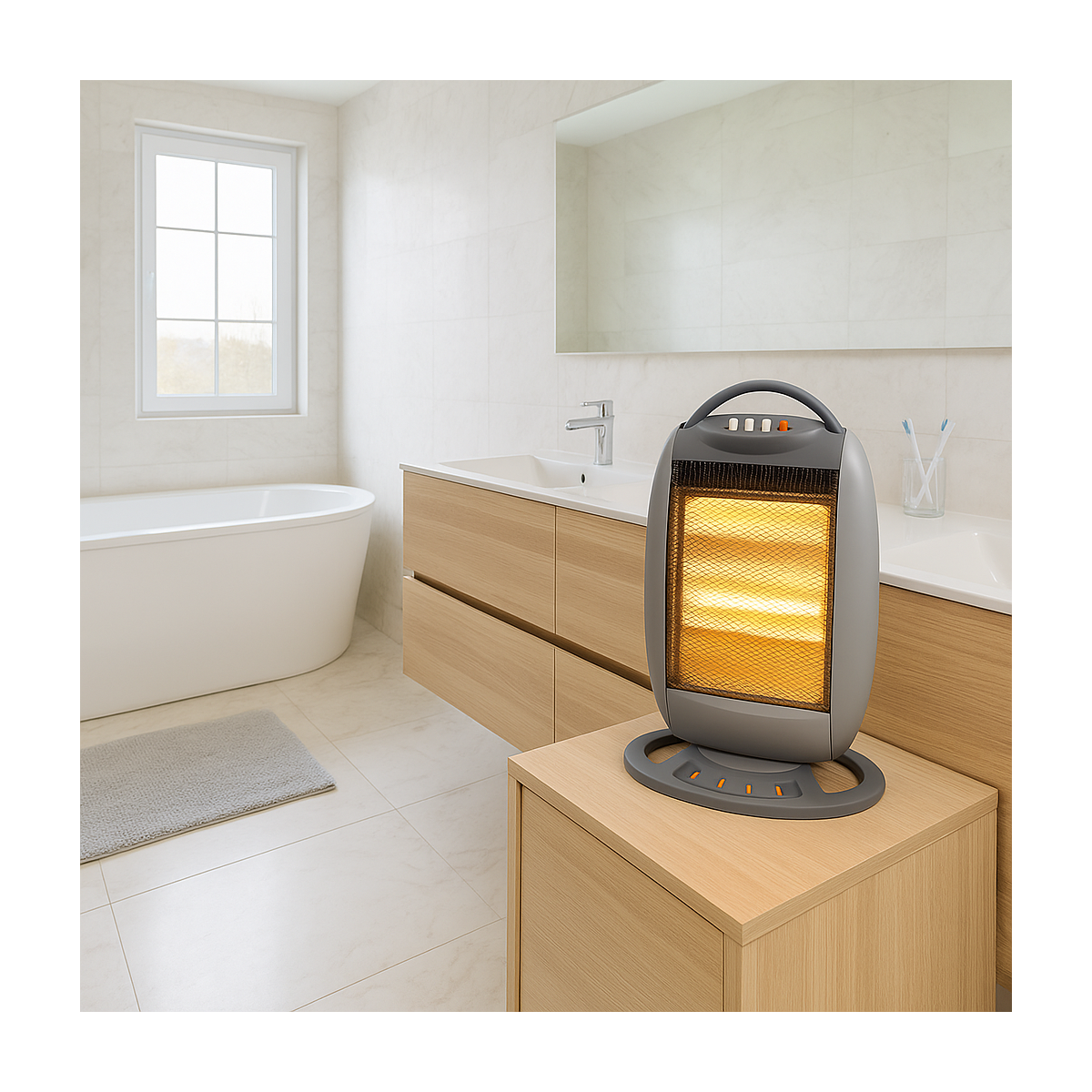 Chauffage infrarouge Oscillant 1200W Classic Electrique Anti basculement NIKLAS - Imagen 4