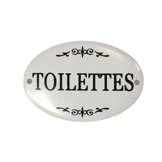 Plaque de porte décorative vintage toilettes fer blanc 10.5x8cm Chemin de campagne - Imagen 1