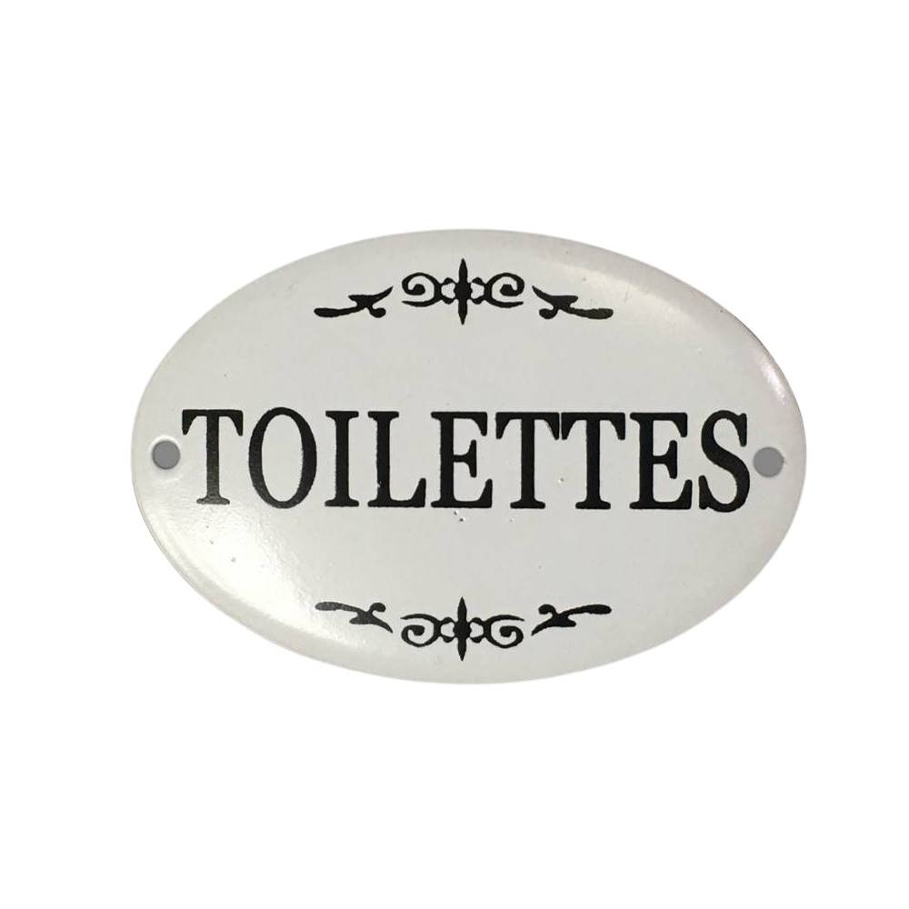 Plaque de porte décorative vintage toilettes fer blanc 10.5x8cm Chemin de campagne - Imagen 1