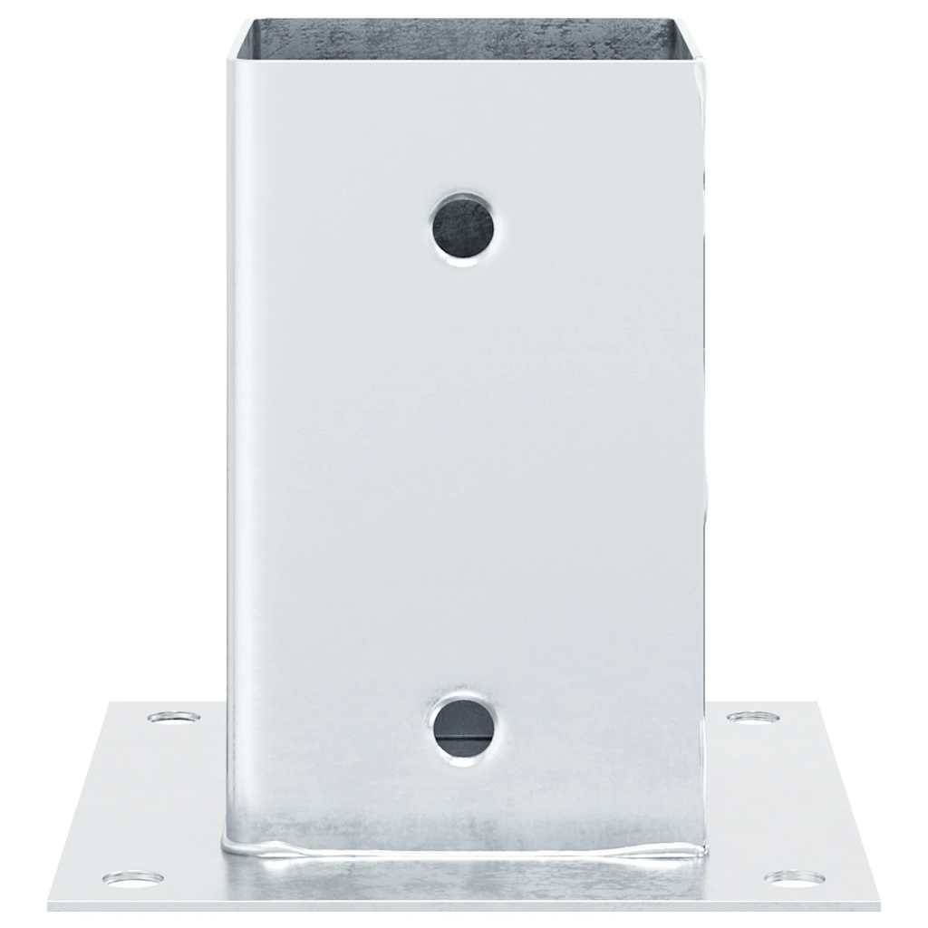 Base de poteau carrée acier galvanisé argenté 15 x 15 x 15 cm, Poids :14.08kg - PANGIVO - Image 4