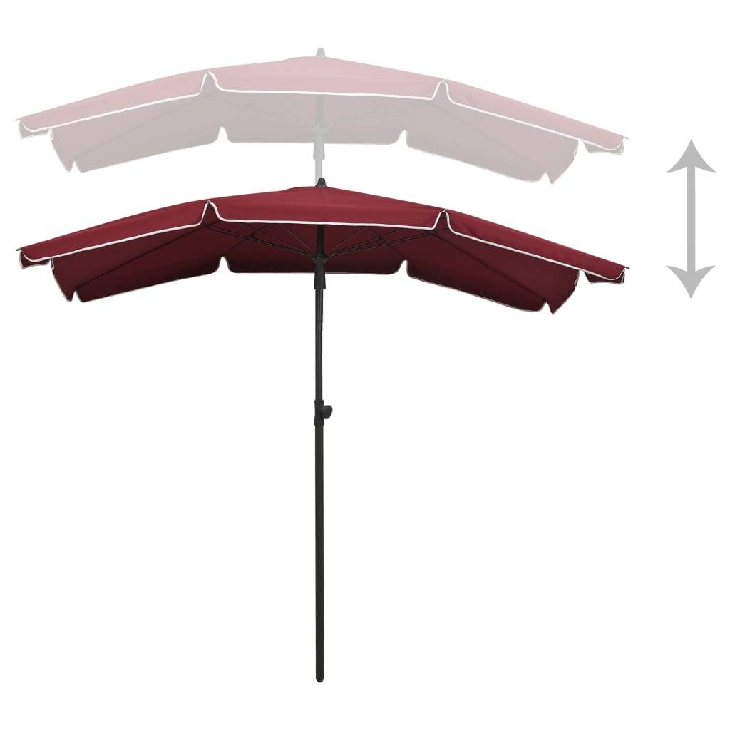 Helloshop26 - Parasol de jardin avec mât 200 x 130 cm rouge bordeaux - Imagen 4