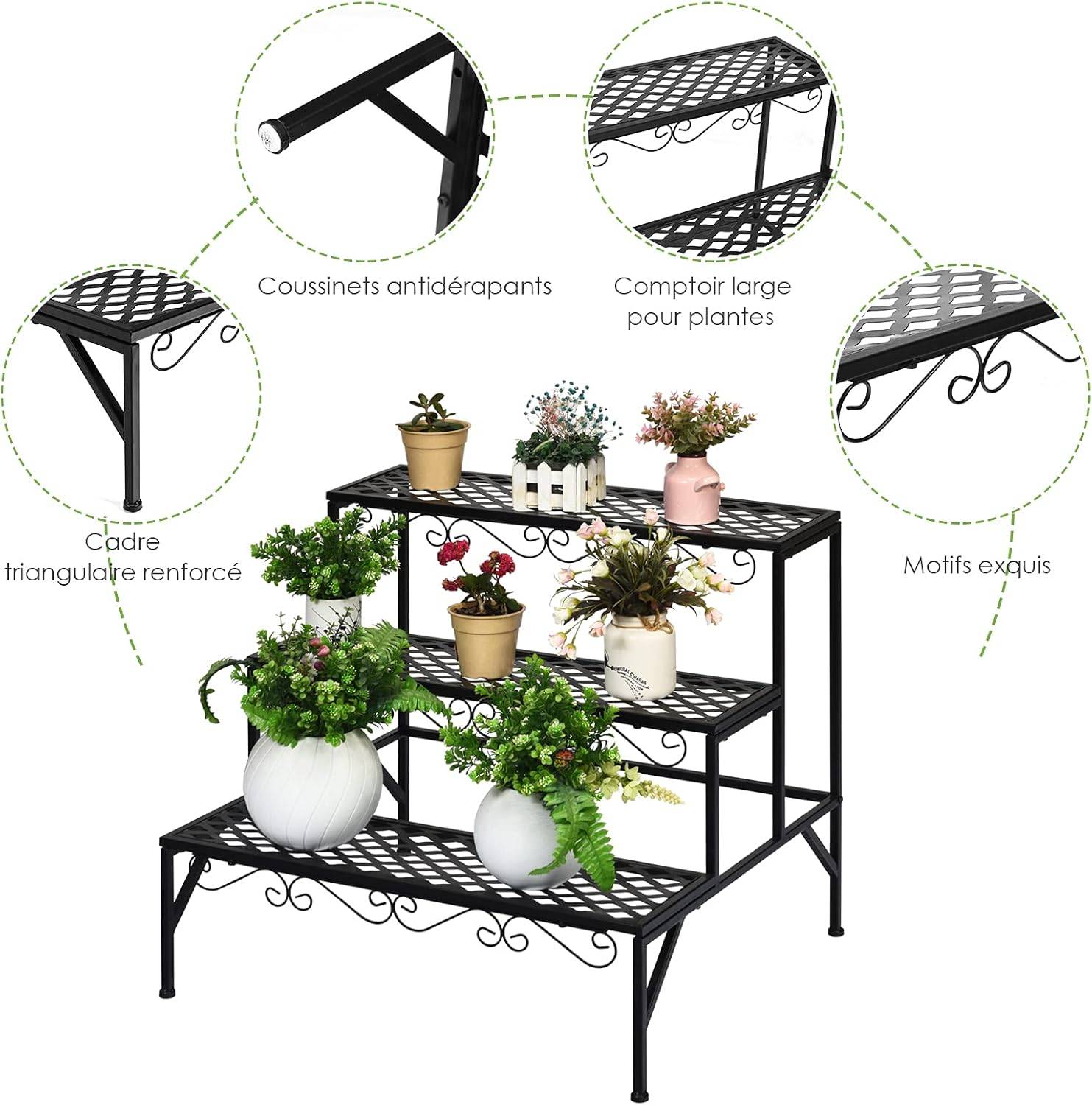 Présentoir en bois pour plantes succulentes, 2 niv... – Grandado
