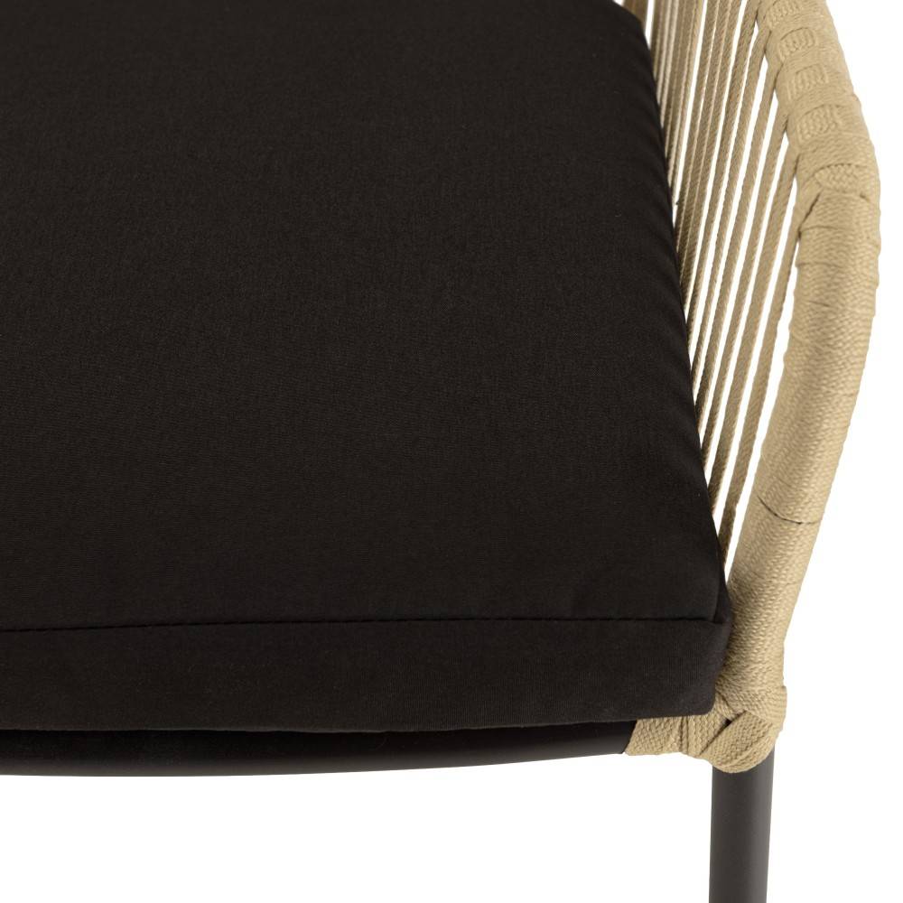 Macabane - MALO - Lot de 2 fauteuils cordage naturelle coussin assise noir - Imagen 8