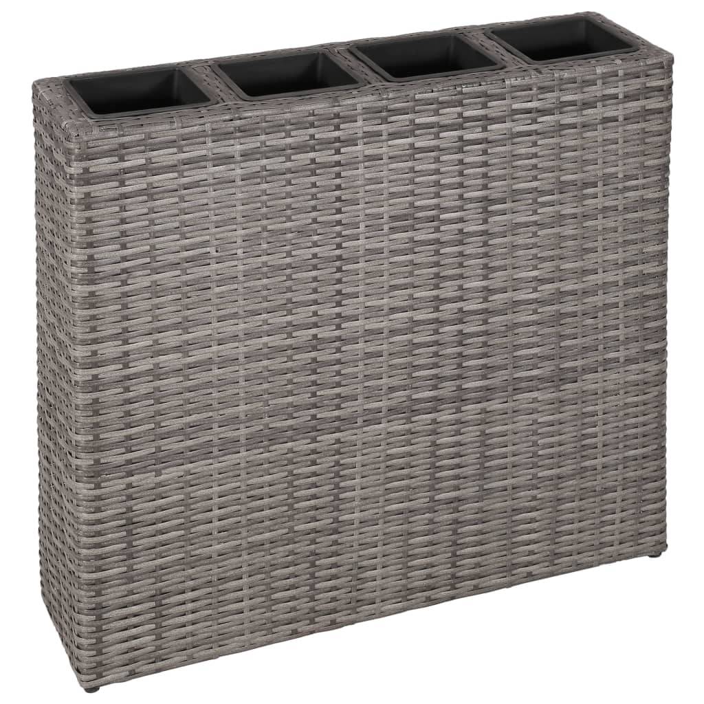 Helloshop26 - Jardinière lit surélevé plantes fleurs jardin avec 4 pots 2 pièces résine tressée gris - Imagen 2
