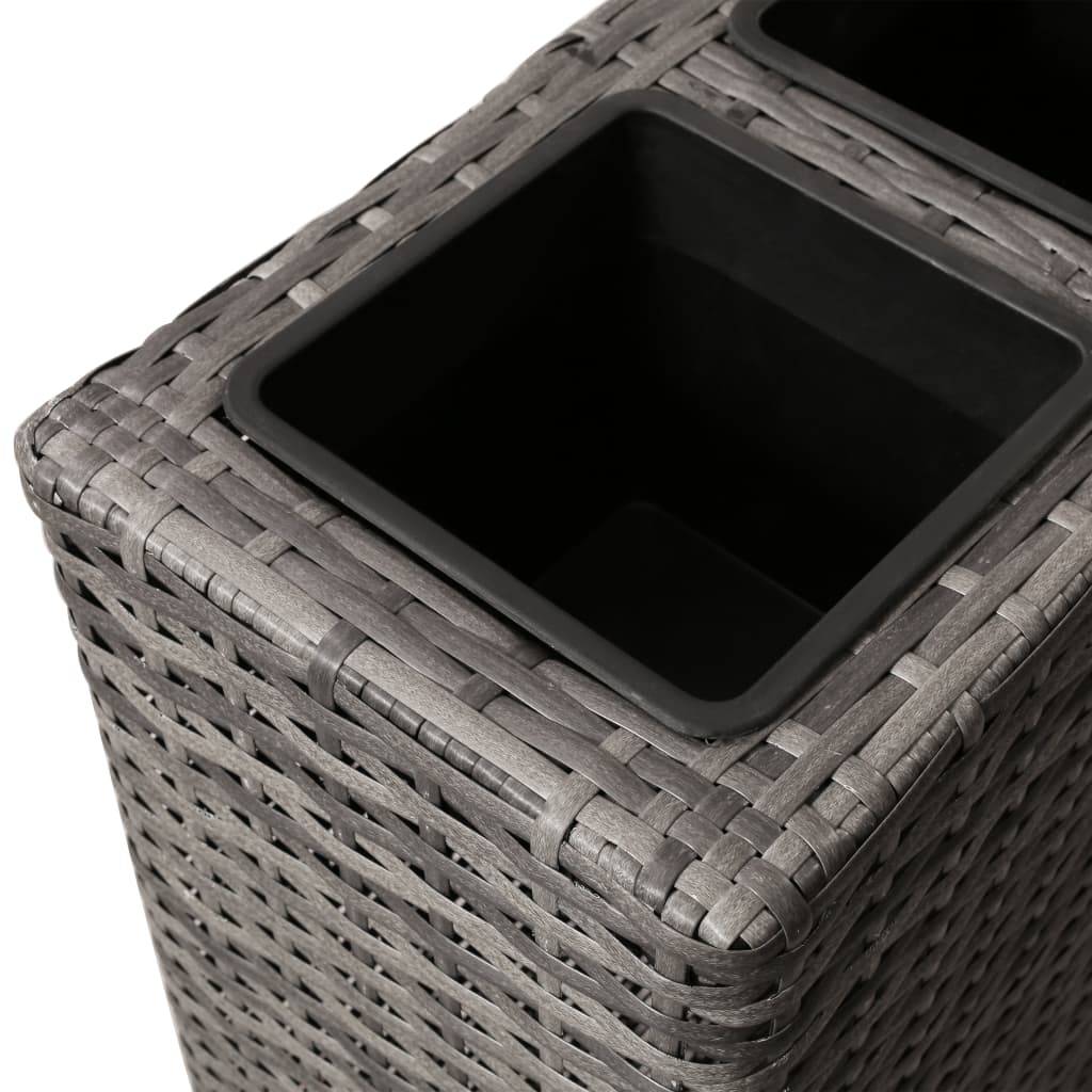 Helloshop26 - Jardinière lit surélevé plantes fleurs jardin avec 4 pots 2 pièces résine tressée gris - Imagen 4