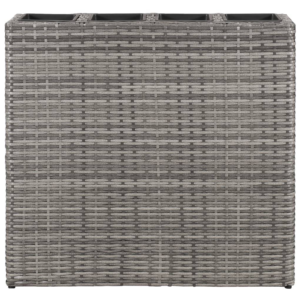 Helloshop26 - Jardinière lit surélevé plantes fleurs jardin avec 4 pots 2 pièces résine tressée gris - Imagen 3
