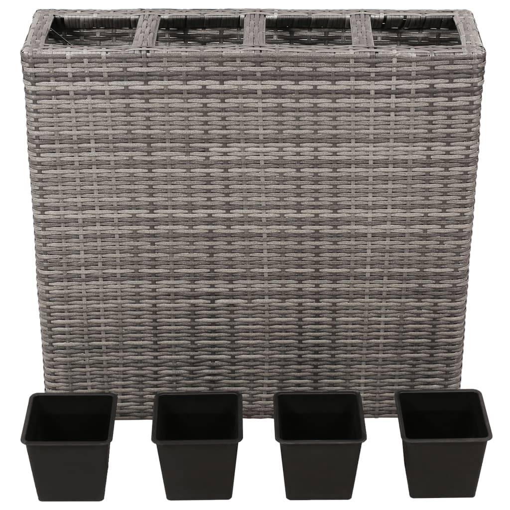 Helloshop26 - Jardinière lit surélevé plantes fleurs jardin avec 4 pots 2 pièces résine tressée gris - Imagen 5