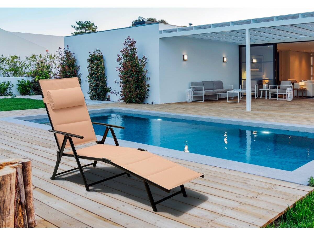Habitat Et Jardin - Chaise Longue Pliante "hevea" En Métal Et Textilène - Beige -habitat Et Jardin - Imagen 2