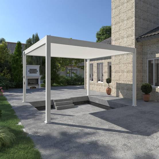 Ombrea - Pergola bioclimatique Ombréa autoportante VS 4x4M Blanc + 1 store 4M blanc - Imagen 1