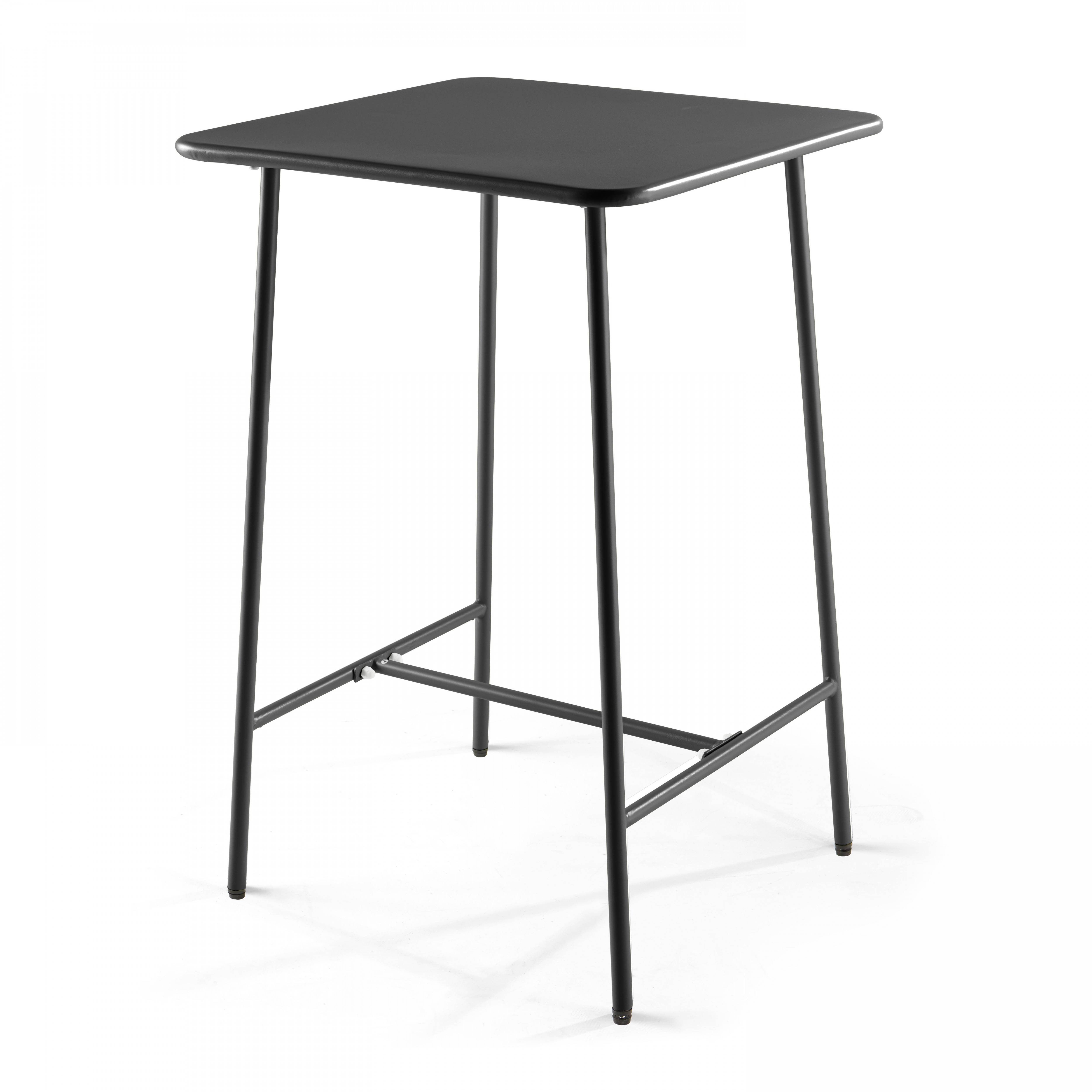 Oviala - Ensemble table de bar et 2 chaises hautes en métal gris Palavas - Oviala - Imagen 6