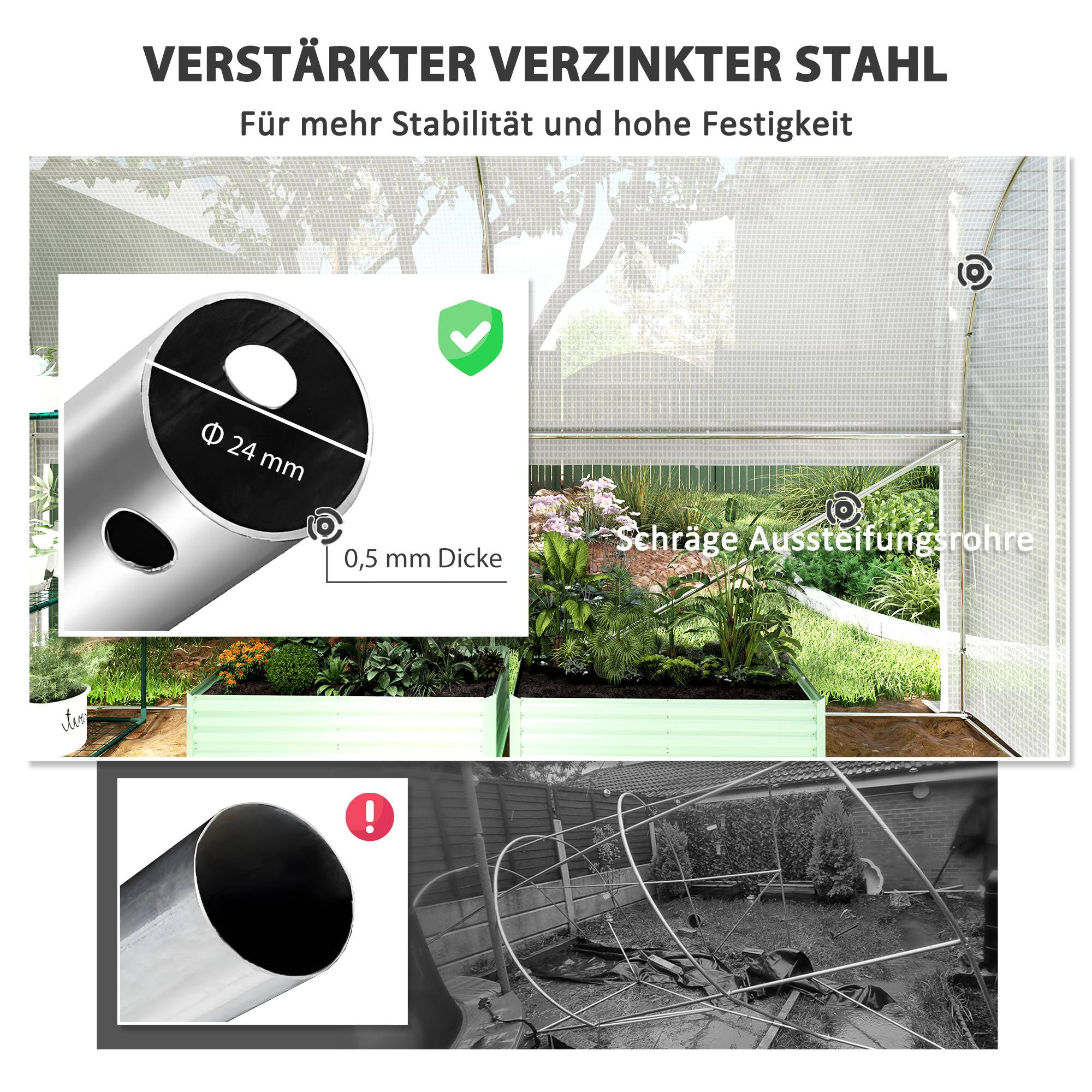 ComfortXL - Serre de Jardin Tunnel 6m² PE & Acier Galvanisé 4 Fenêtres Anti-UV 300x200x200cm Blanc - ComfortXL Outdoor Living - Image 6