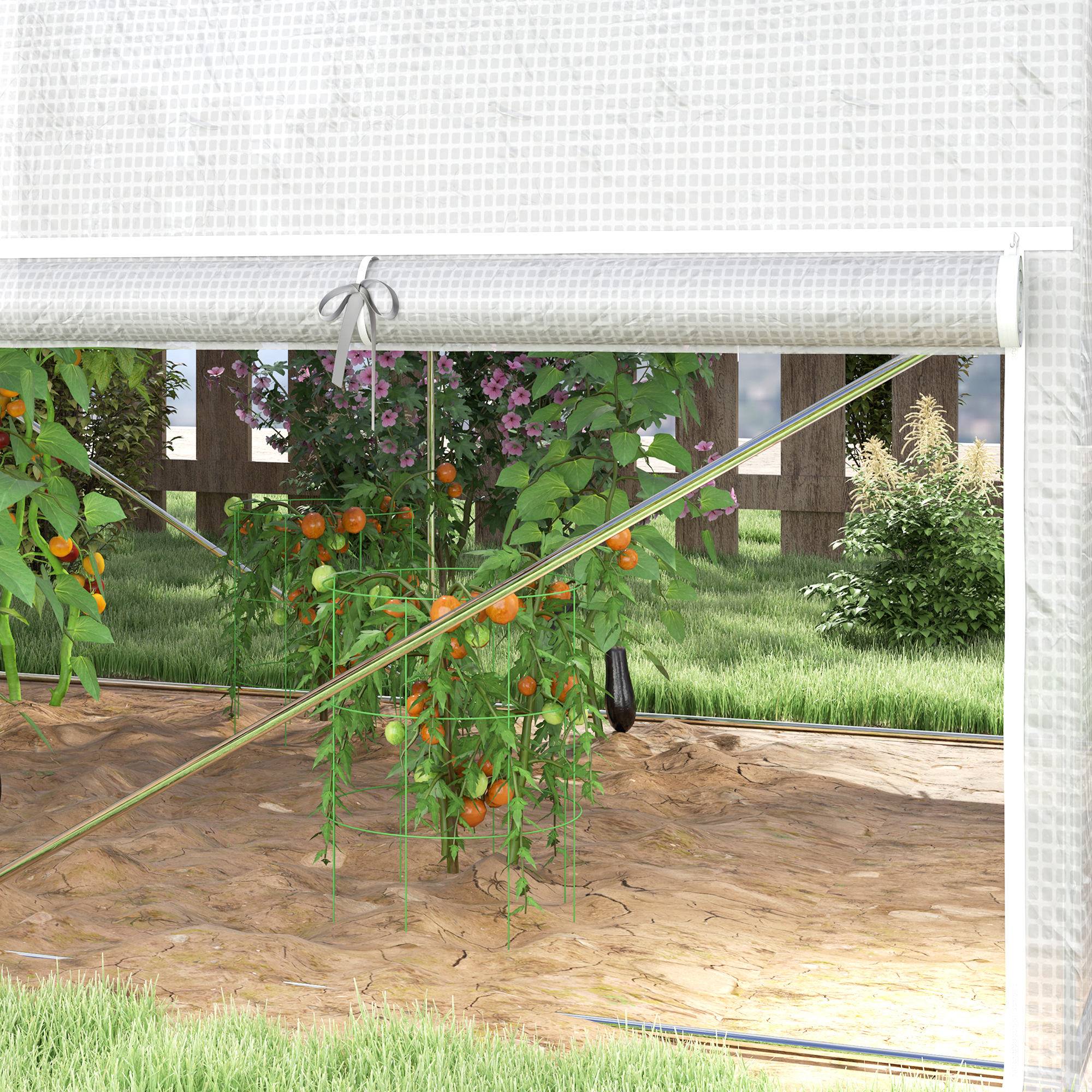 ComfortXL - Serre de Jardin Tunnel 6m² PE & Acier Galvanisé 4 Fenêtres Anti-UV 300x200x200cm Blanc - ComfortXL Outdoor Living - Image 7