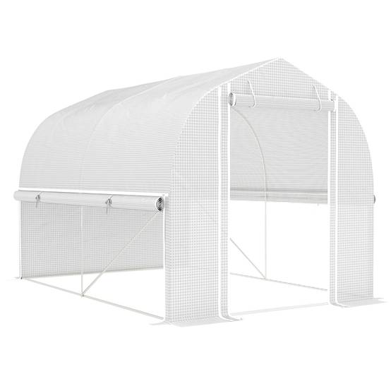 ComfortXL - Serre de Jardin Tunnel 6m² PE & Acier Galvanisé 4 Fenêtres Anti-UV 300x200x200cm Blanc - ComfortXL Outdoor Living - Image 2