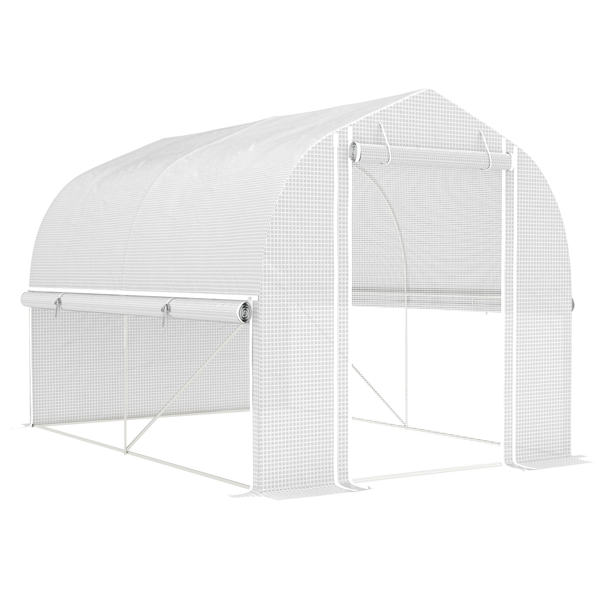 ComfortXL - Serre de Jardin Tunnel 6m² PE & Acier Galvanisé 4 Fenêtres Anti-UV 300x200x200cm Blanc - ComfortXL Outdoor Living - Image 2