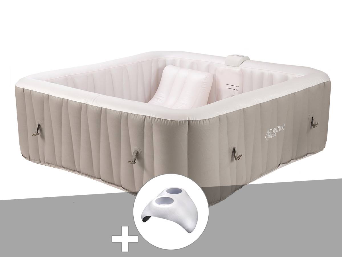 Infinite Spa - Kit spa gonflable Infinite Spa Elite carré Bulles 2 places + Porte verre