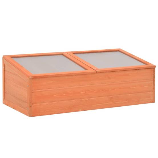 Serre Châssis Jardin Bois Polycarbonate Semis Hivernage 100x50x34 cm Brun - ComfortXL Outdoor Living - Image 1