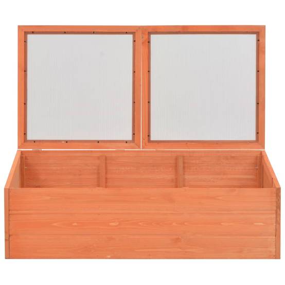 Serre Châssis Jardin Bois Polycarbonate Semis Hivernage 100x50x34 cm Brun - ComfortXL Outdoor Living - Image 4