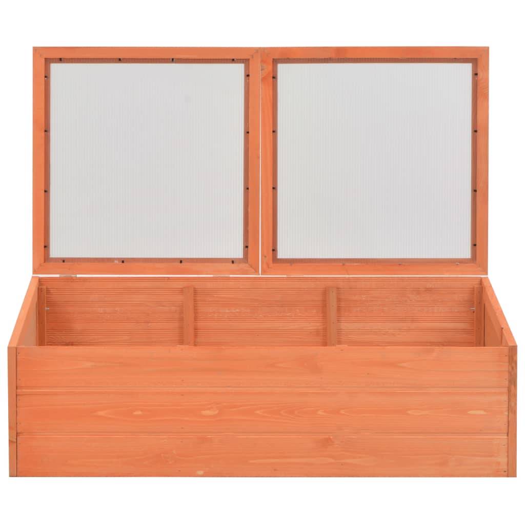 Serre Châssis Jardin Bois Polycarbonate Semis Hivernage 100x50x34 cm Brun - ComfortXL Outdoor Living - Image 4