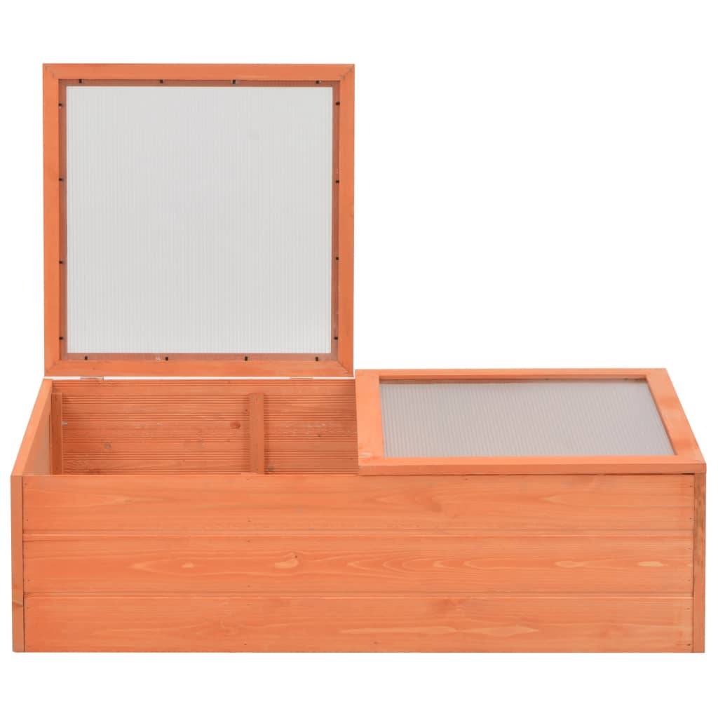 Serre Châssis Jardin Bois Polycarbonate Semis Hivernage 100x50x34 cm Brun - ComfortXL Outdoor Living - Image 3