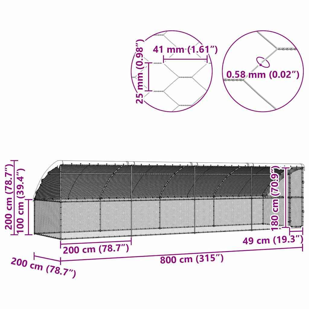 ComfortXL - Volière extérieure 8x2m acier galvanisé parc grillagé pour poules jardin – ComfortXL Outdoor Living - Image 10