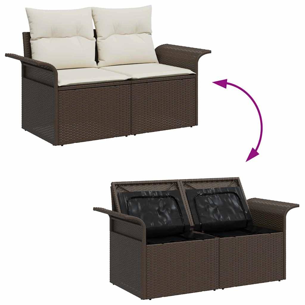Salon de jardin 8 places 9 pcs en poly rotin avec table basse pour terrasse Marron - ComfortXL Outdoor Living - Image 3