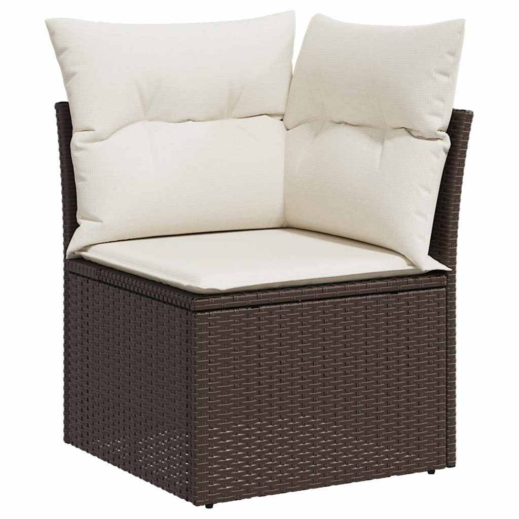 Salon de jardin 8 places 9 pcs en poly rotin avec table basse pour terrasse Marron - ComfortXL Outdoor Living - Image 6
