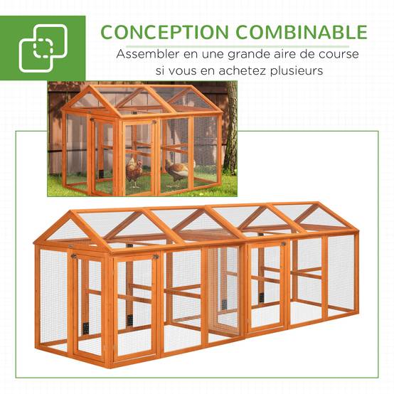 Enclos pour volailles bois orange 140 x 88.5 x 106 cm - PANGIVO - Image 9